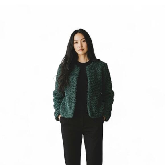 Zara Basic Women’s Faux Fur Dark Green Jacket XS - Picture 1 of 8